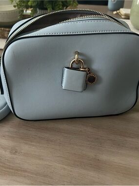 Poppy & Peonies Light Blue Crossbody Bag or Belt Bag with change purse